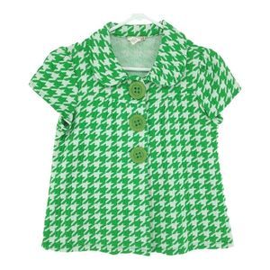 Green Houndstooth Women's Blouse